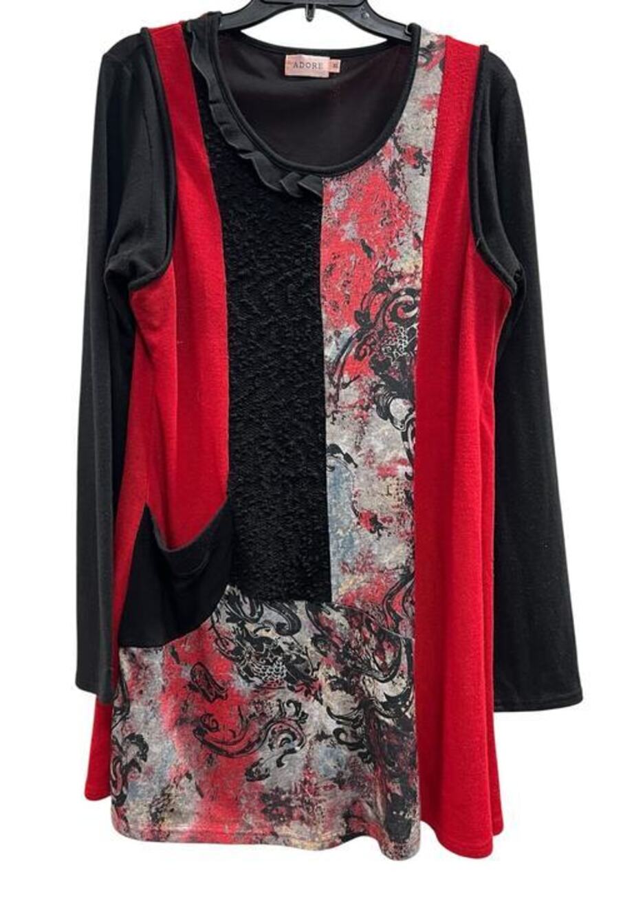 ADORE Whimsigoth Black Red tunic pitch pocket mixed media SZ XL